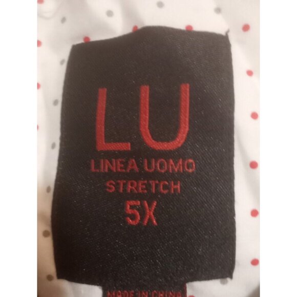 New Linea Uomo LU Shirt 5X Mens Button Up Stretch Short Sleeve White Dots - Picture 7 of 11